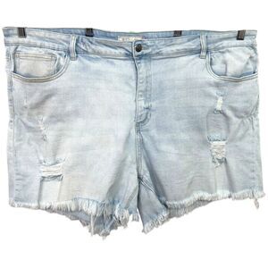 Glitzy Girlz Plus Size 26 Denim Shorts Light Blue Distressed Cut Off Frayed 1554
